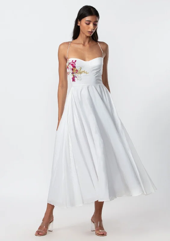 White embroidered frock dress