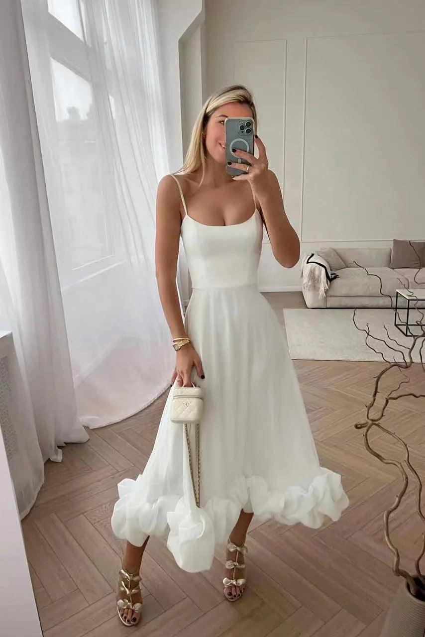 Ruffled Elegance Backless Dress: Timeless Sophistication