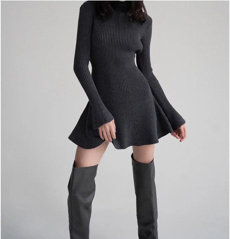 Sophisticated High Neck Knit Dress: Elevate Your Style