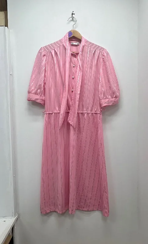 Vintage Doo Dads Pink & Black Striped Casual Dress Women's Size 11/12