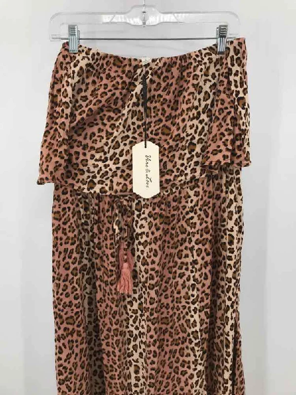Pre-Owned Vine & Love Brown Size Large Long Strapless Dress