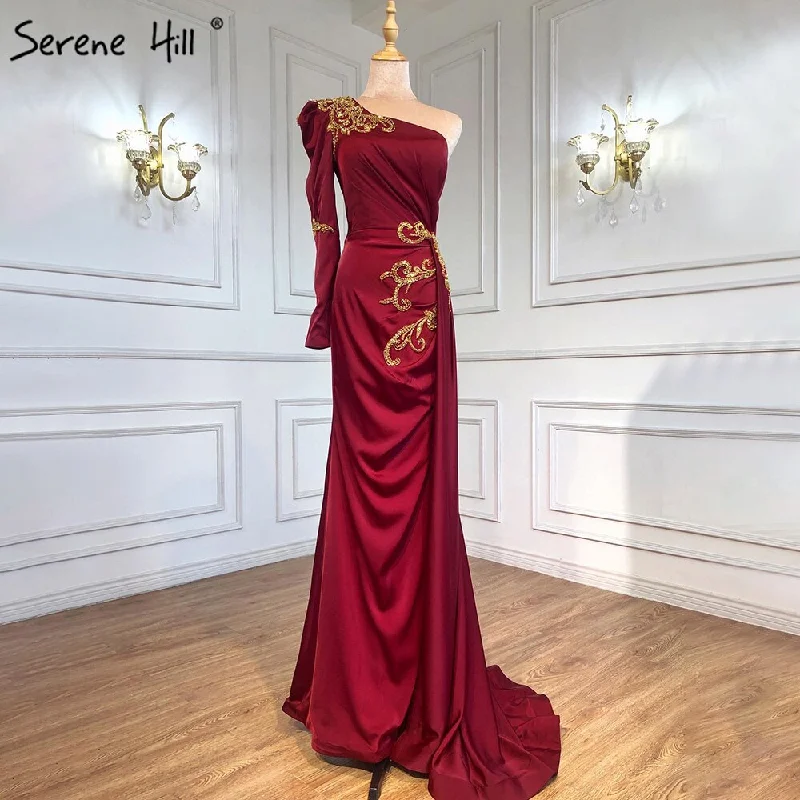 Serene Hill Wine Red Satin Overskirt Evening Dresses Gowns 2024 Mermaid Elegant Sexy For Women Party LA71322 Serene Hill Wine Red Satin Overskirt Evening Dresses Gowns 2024 Mermaid Elegant Sexy For Women Party LA71322
