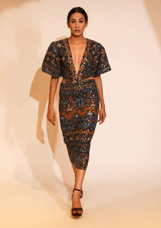 Blue aztec print dress