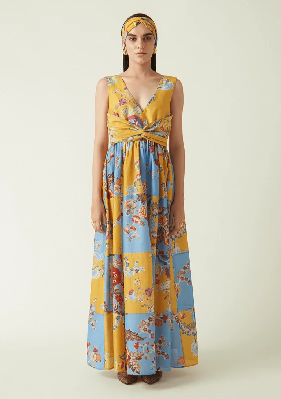 Tokala yellow printed dress