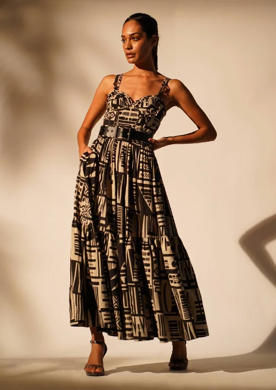 White abstract print dress