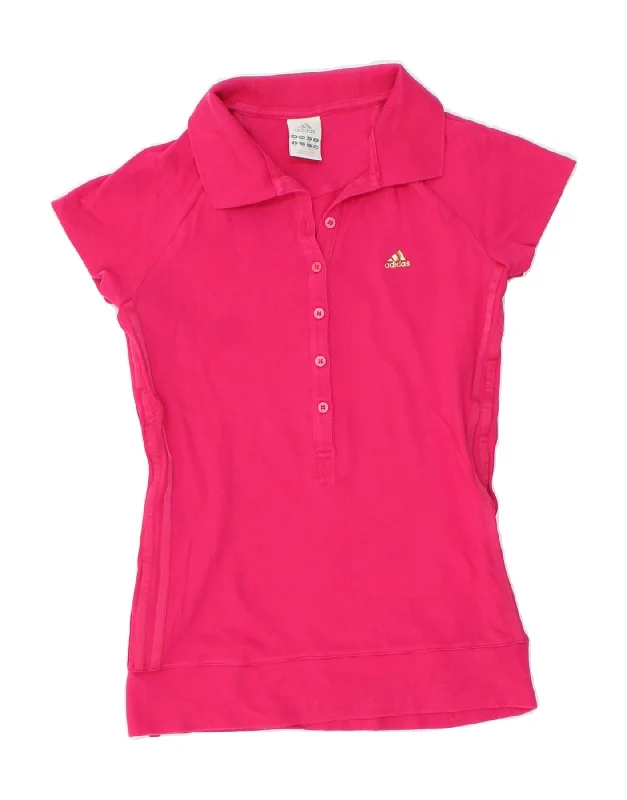 ADIDAS Womens Polo Shirt UK 10 Small  Pink Casual Oversized Short Shirt