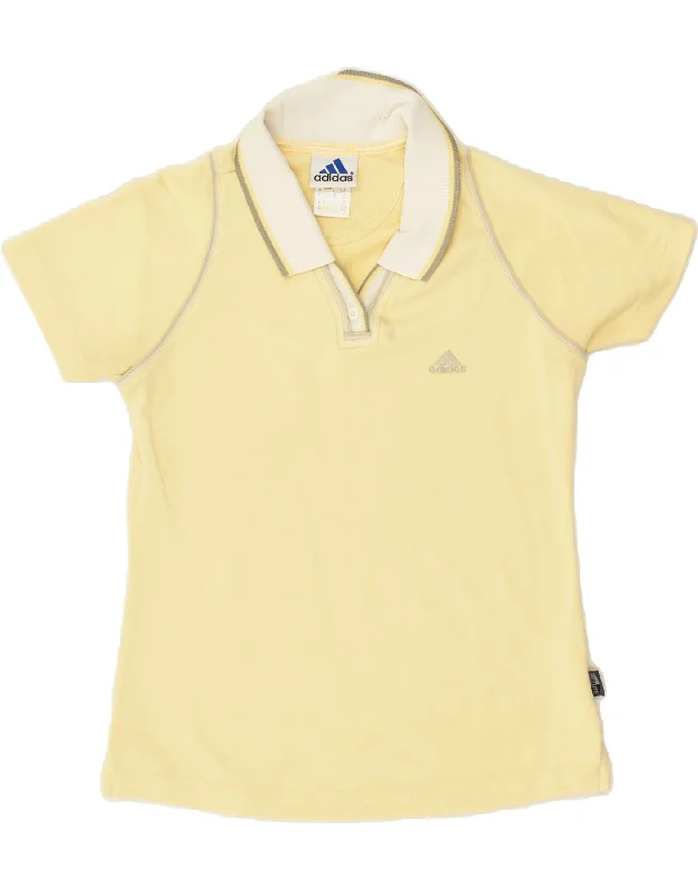 ADIDAS Womens Polo Shirt UK 12 Medium  Yellow Cotton Stylish Short Sleeve Top