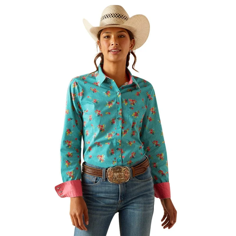 Ariat Women's Kirby Esmerelda Print Wrinkle Resist Long Sleeve Stretch Shirt 10048883 Comfortable Fitted Short Sleeve