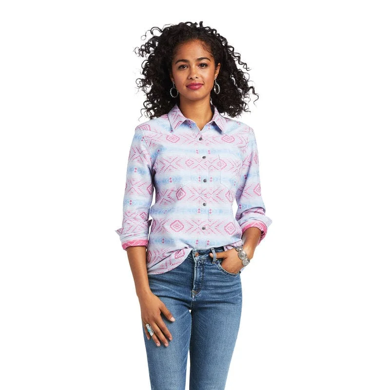 Ariat Women's REAL Arroyo Billie Jean Long Sleeve Button Down Shirt 10039862 Casual Ruffle Short Shirt