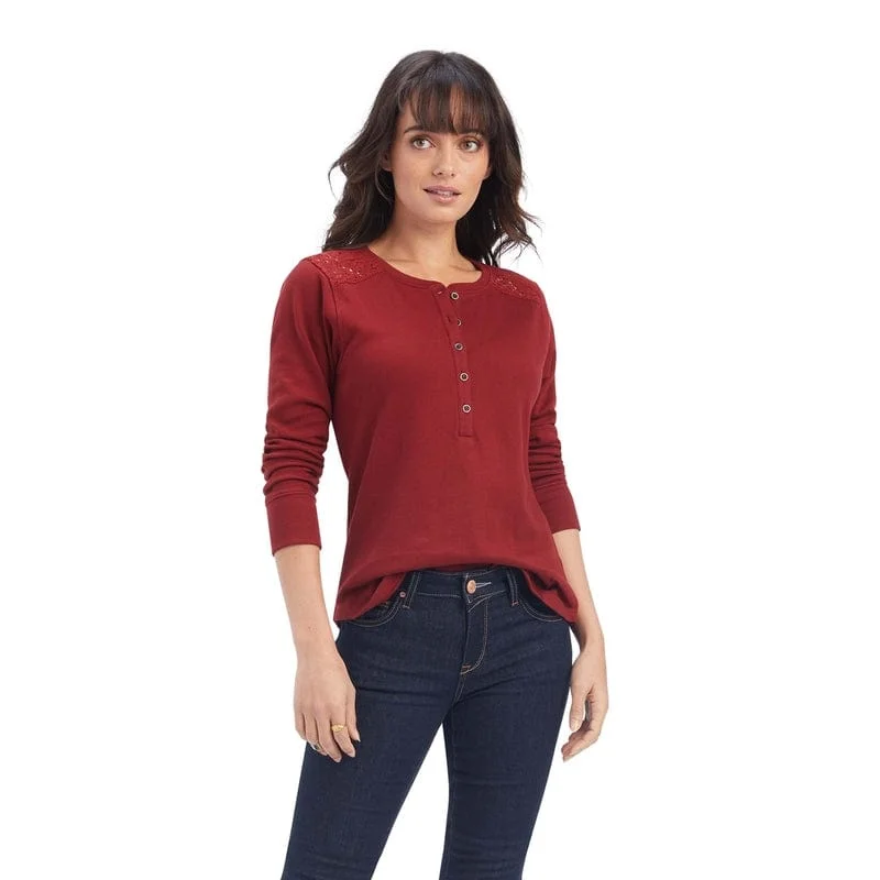 Ariat Women's Rouge Red Long Sleeve Shirt 10041340 Cozy Linen Short Shirt