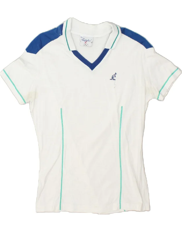 AUSTRALIAN L'ALPINA Womens Polo Shirt IT 50 XL White Cotton Comfortable Graphic Short Sleeve