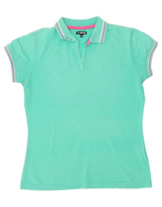 BRUGI Womens Polo Shirt IT 44 Medium Turquoise Cozy Loose Fit Short Sleeve