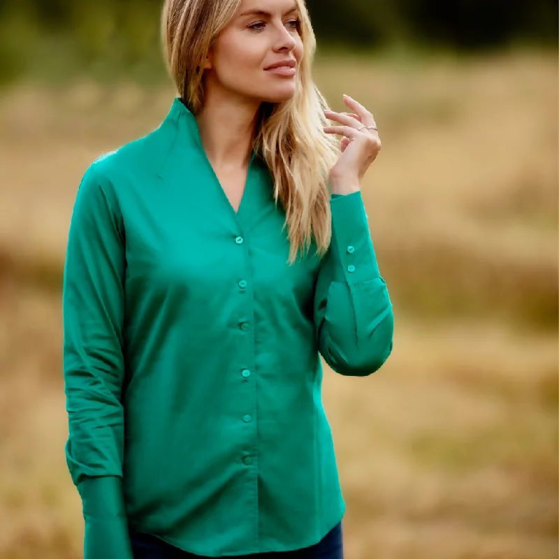 Chelsea Shirt In Peacock Green Fashionable Pleated Short Shirt