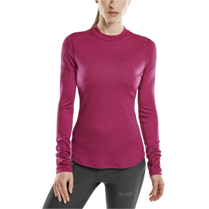 Cold Weather Merino Long Sleeve Shirt, Women Stylish Split-Hem Short Shirt