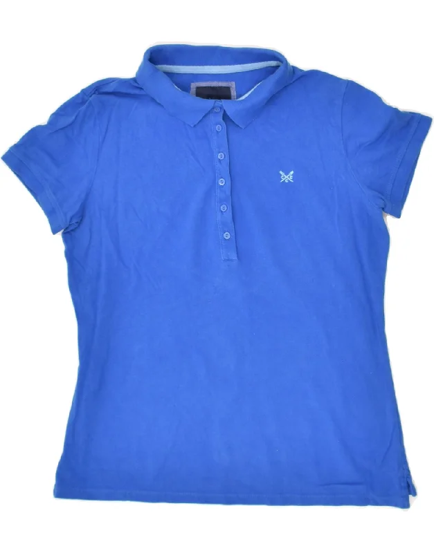 CREW CLOTHING Womens Polo Shirt UK 10 Small Blue Casual Slouchy Short Sleeve