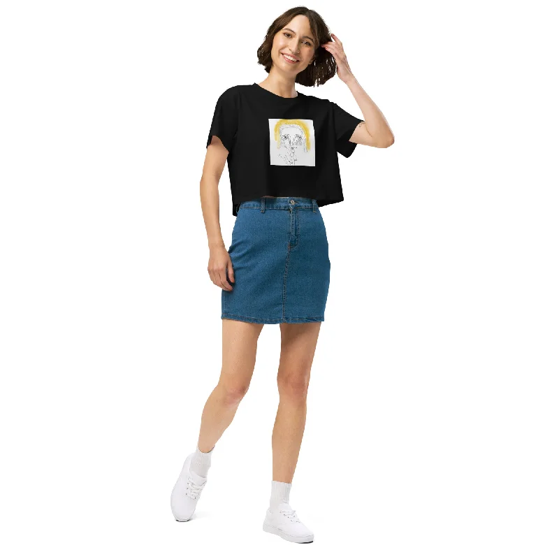 Crew Neck Cropped Tshirt Top FACES LOOK 3 Modern Short Sleeve Top