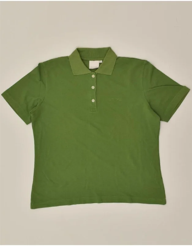 DIADORA Womens Polo Shirt UK 18 XL Green Cotton Casual Boxy Short Shirt