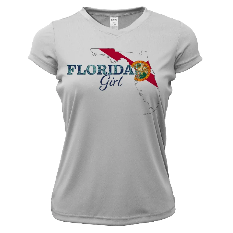 Dunedin Florida Girl Women's Short Sleeve UPF 50+ Dry-Fit Shirt Fashionable Draped Short Sleeve