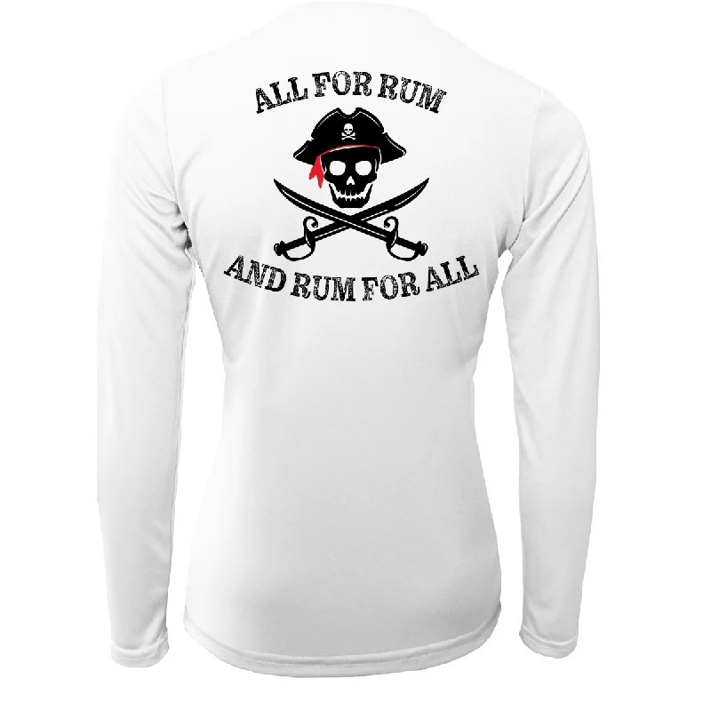 Florida Freshwater Born "All For Rum and Rum For All" Women's Long Sleeve UPF 50+ Dry-Fit Shirt Trendy Print Short Sleeve