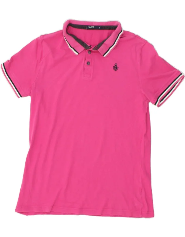 JULES Womens Polo Shirt UK 18 XL Pink Cotton Comfortable Knit Short Shirt