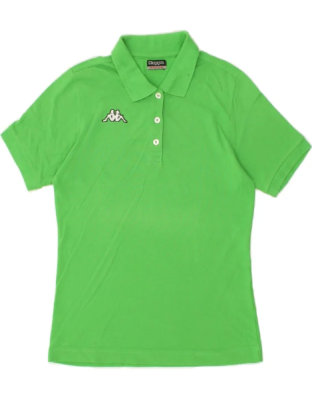 KAPPA Womens Polo Shirt UK 12 Medium Green Cotton Casual Slouchy Short Sleeve