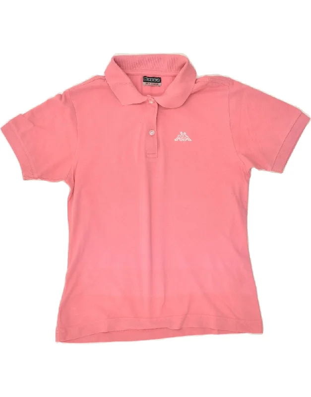 KAPPA Womens Polo Shirt UK 14 Medium Pink Cotton Comfortable Knit Short Shirt