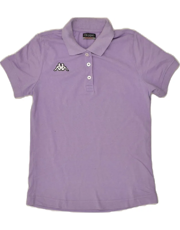 KAPPA Womens Polo Shirt UK 14 Medium Purple Cotton Classic Cropped Short Sleeve