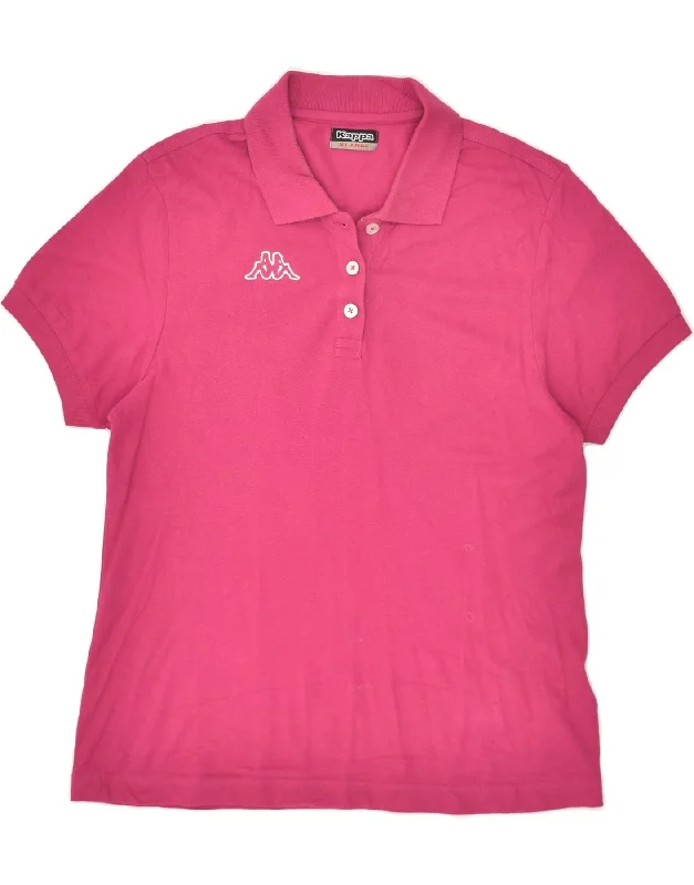 KAPPA Womens Polo Shirt UK 18 XL Pink Cotton Trendy Summer Short Sleeve