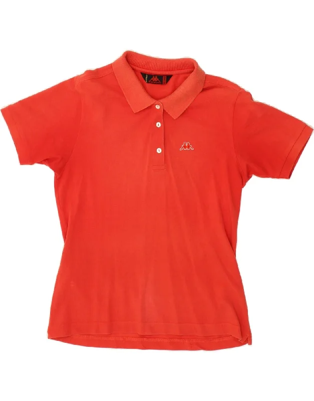 KAPPA Womens Polo Shirt UK 20 2XL Orange Cotton Comfortable Ribbed Short Sleeve