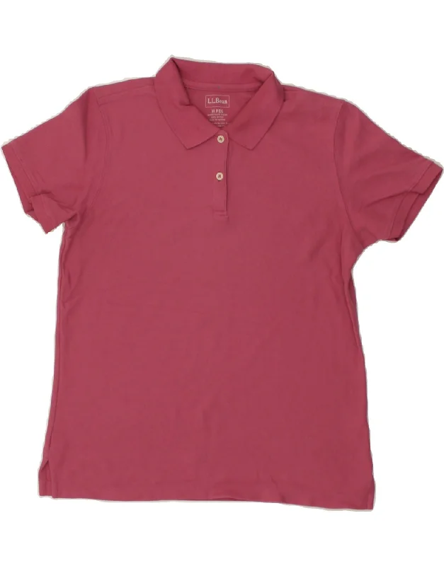 L.L.BEAN Womens Polo Shirt UK 14 Medium Pink Cotton Modern Casual Short Sleeve