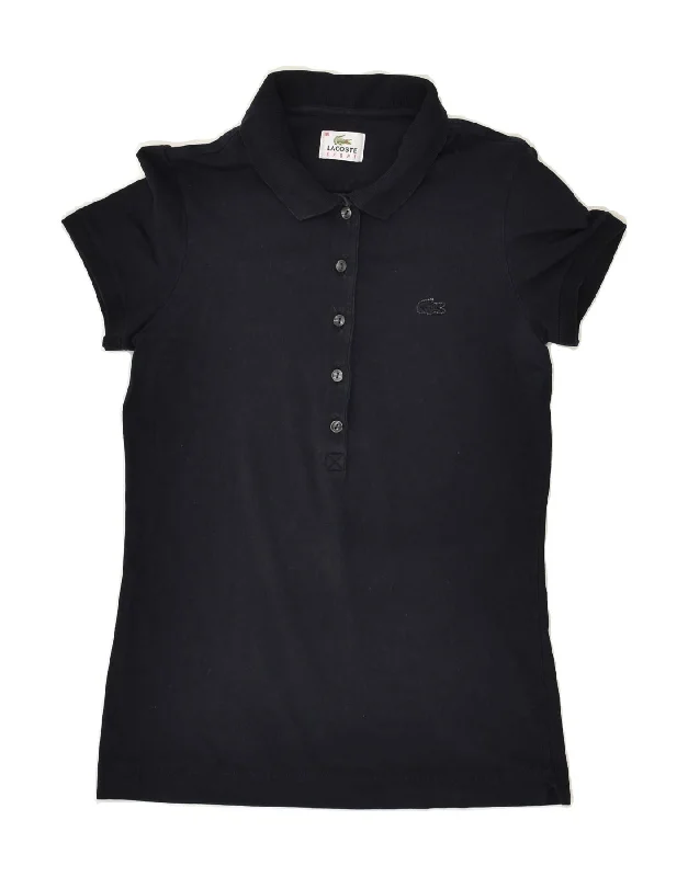 LACOSTE Womens Polo Shirt Size 36 Small Navy Blue Relaxed Fit Short Blouse