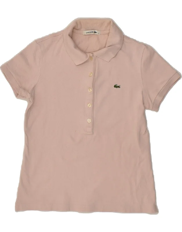 LACOSTE Womens Polo Shirt Size 38 Medium Pink Cotton Casual Slouchy Short Sleeve