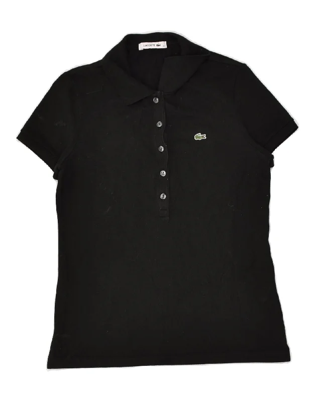 LACOSTE Womens Polo Shirt Size 40 Medium Black Cotton Modern Casual Short Sleeve