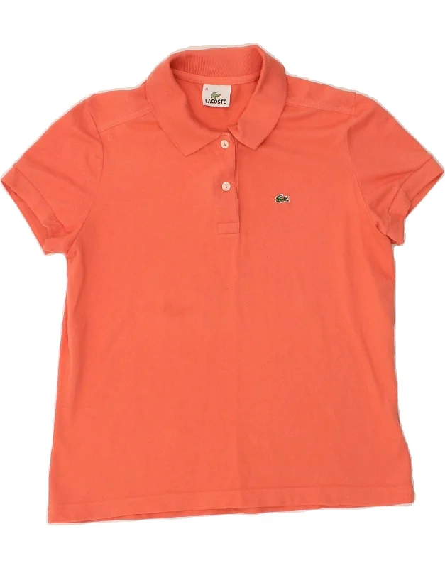 LACOSTE Womens Polo Shirt Size 44 Large Orange Cotton Elegant Off-Shoulder Short Shirt