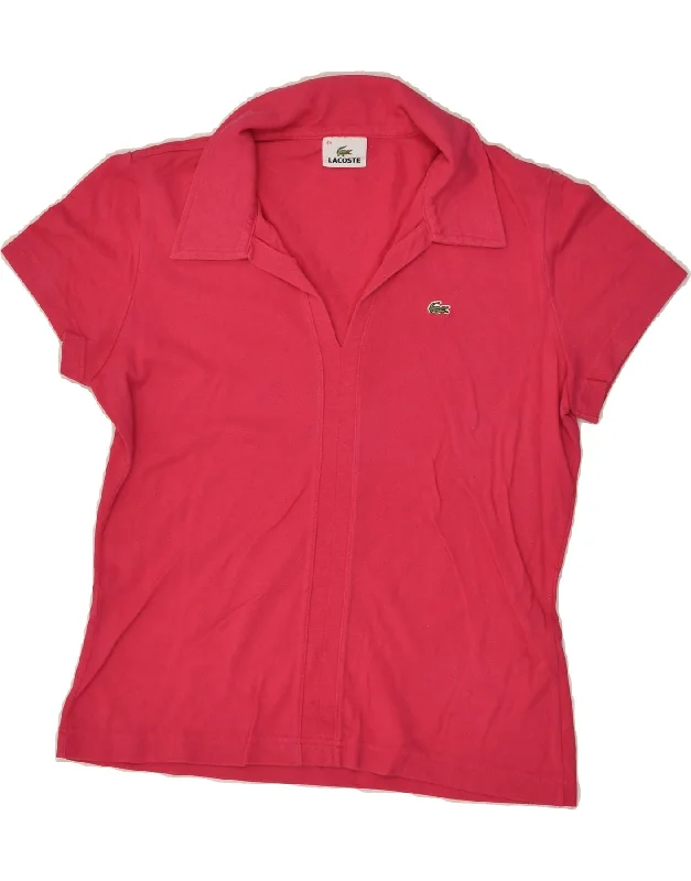 LACOSTE Womens Polo Shirt Size 44 Large Pink Cotton Soft Cotton Short Shirt