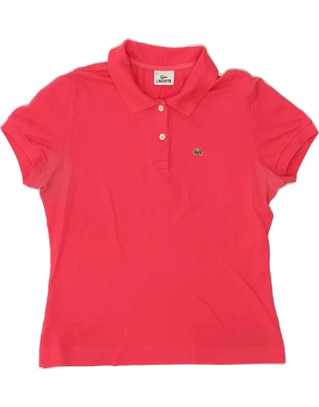 LACOSTE Womens Polo Shirt Size 46 XL Red Cotton Relaxed Cotton Short Shirt