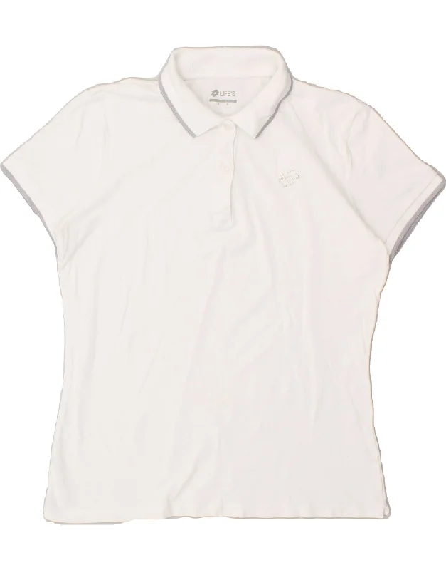 LOTTO Womens Polo Shirt UK 18 XL White Cotton Casual Boxy Short Shirt