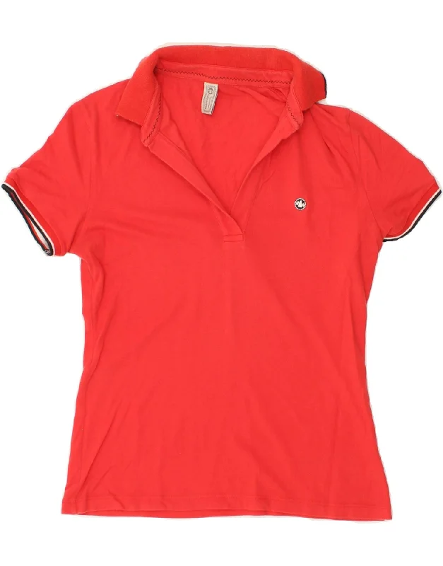 MURPHY & NYE Womens Polo Shirt UK 16 Large Red Fashionable Rounded Short Shirt