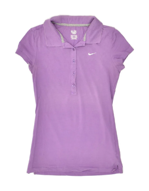 NIKE Womens Polo Shirt UK 4/6 XS Purple Cotton Comfortable Knit Short Shirt