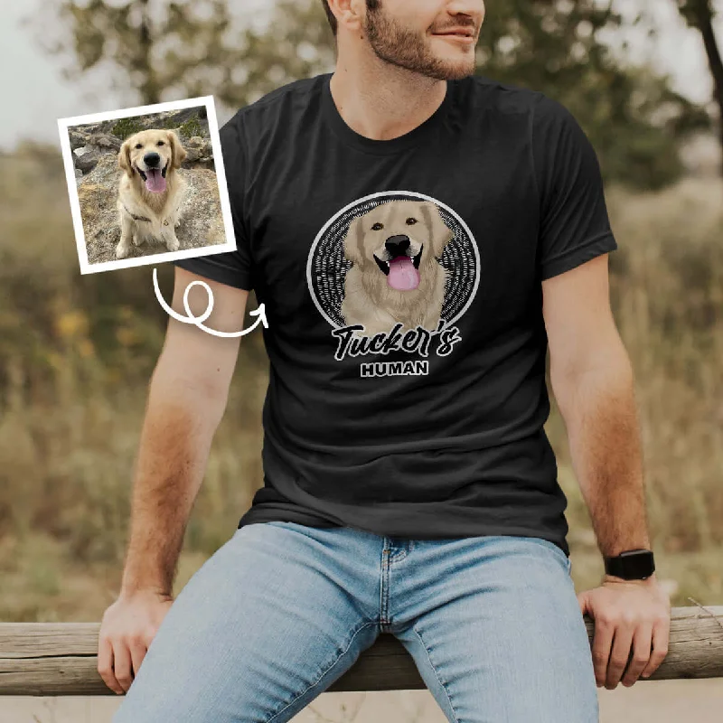 Custom Personalized Dogs Human Shirt from Photo Cozy Loose Fit Short Sleeve