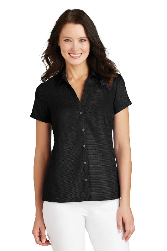 Port Authority Ladies Textured Camp Shirt. L662 Soft Silk Short Sleeve