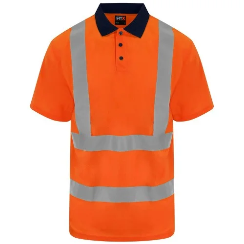 PRO RTX Unisex Adult High Visibility Birdseye Polo Shirt Classic Short Sleeve Blouse