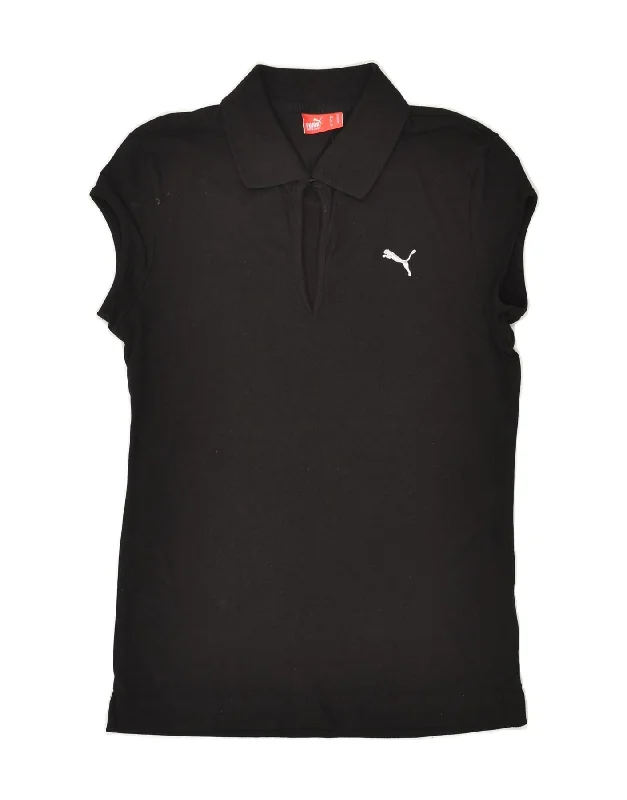 PUMA Womens Polo Shirt UK 8 Small Black Cotton Classic Casual Short Sleeve