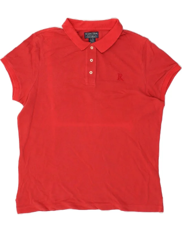 RALPH LAUREN Womens Polo Shirt UK 18 XL Red Cotton Classic Basic Short Shirt