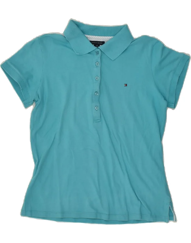 TOMMY HILFIGER Womens Polo Shirt UK 10 Small Blue Cotton Casual Cotton Short Shirt