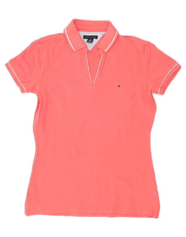 TOMMY HILFIGER Womens Polo Shirt UK 6 XS Pink Cotton Fashionable Short Sleeve Vest