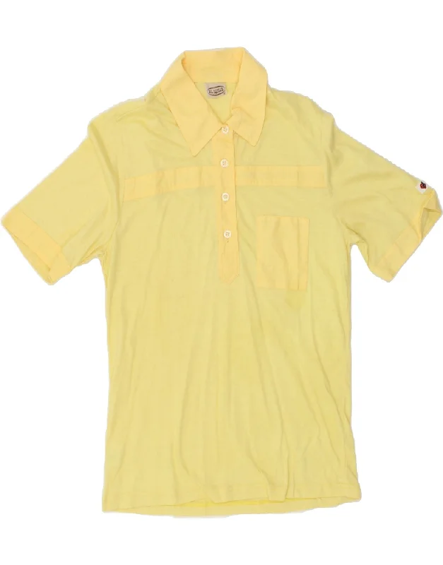 VINTAGE Womens Polo Shirt IT 50 XL Yellow Cotton Soft Silk Short Sleeve