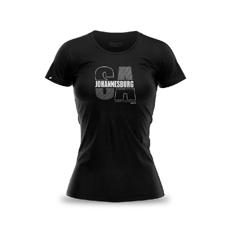 Women's Johannesburg T Shirt (Black) Casual Button-Up Short Tee