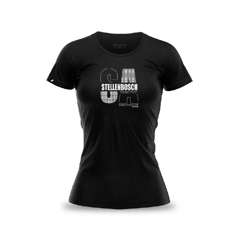 Women's Stellenbosch T Shirt (Black) Cozy Plain Short Sleeve