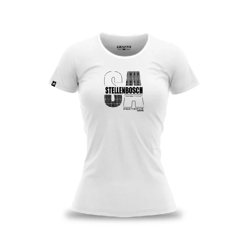 Women's Stellenbosch T Shirt (White) Comfortable Fitted Short Sleeve